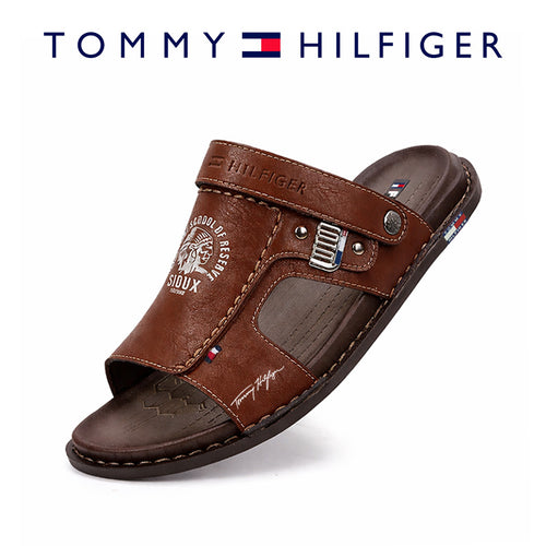TOMMY® Επίπεδες Δερμάτινες Παντόφλες
