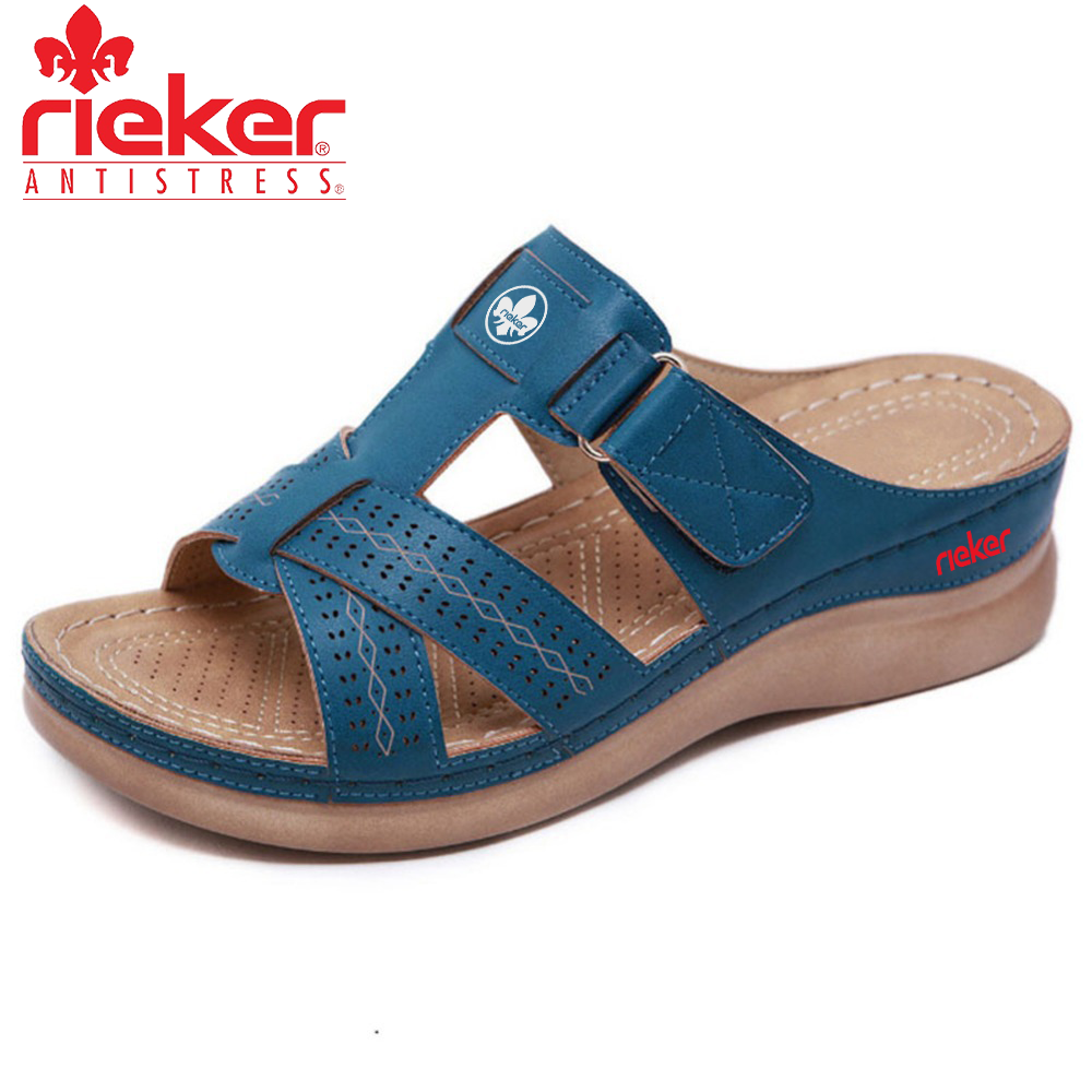 Γυναικεία δερμάτινα σανδάλια RIEKER® 2026 με πλατφόρμες για γυναίκες