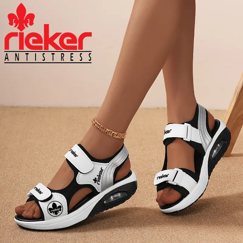RIEKER@2026 νέα αθλητικά σανδάλια μασάζ με Velcro